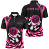 Custom Bowling Polo, Quarter zip Shirt For Men custom bowling team jerseys, bowling league shirts | Pink