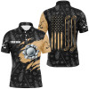 Custom Retro American Flag Crack Golf Balls Custom Men Golf Polo Shirts, Patriotic Golf Shirts For Men