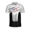 Ripped Skull American Flag Short Sleeve Men Polo Shirt, Golf Pattern Polo Shirt, Best Golf Shirt For Male