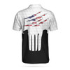 Ripped Skull American Flag Short Sleeve Men Polo Shirt, Golf Pattern Polo Shirt, Best Golf Shirt For Male