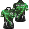 Custom Green Lightning Thunder Black Bowling Polo, Quarter zip Shirt for men custom storm bowling team jersey