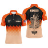 Custom Orange Geometric Pattern Mens Disc Golf Polo Shirt Customized Disc Golf Shirts For Men