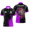 Personalized Paint Purple 3D Dartboard Men Darts Polo Shirts Custom Dart Jerseys Attire For Team