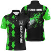Custom Black Mens golf polo shirts custom green argyle pattern flame golf ball golf tops for mens