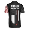 Proud American Short Sleeve Golf Polo Shirt, Dark Theme American Flag Polo Shirt, Patriotic Golf Shirt For Men