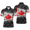 Custom Black Mens Golf Polo Shirts Red Canada Leaf Custom Patriotic Canadian Flag Golf Shirts For Men