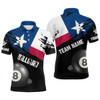 Personalized Texas Flag Billiard Games Men Polo Shirts, Patriotic Billiard Texas Sports Shirts