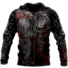 FUNSTUFFPRINT Vikings Huginn and Muninn Raven Smoke  3D Baseball Jacket Hoodie and Zip Hoodie