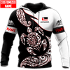 FUNSTUFFPRINT Personalized New Zealand Aotearoa Turtle Fern Tattoo Unisex  3D Baseball Jacket Hoodie and Zip Hoodie
