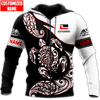 FUNSTUFFPRINT Personalized New Zealand Aotearoa Turtle Fern Tattoo Unisex  3D Baseball Jacket Hoodie and Zip Hoodie