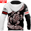 FUNSTUFFPRINT Personalized New Zealand Aotearoa Turtle Fern Tattoo Unisex  3D Baseball Jacket Hoodie and Zip Hoodie