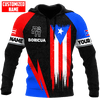 FUNSTUFFPRINT Personalized Puerto Rico Flag Distressed Boricua Unisex 3D Baseball Jacket Hoodie and Zip Hoodie