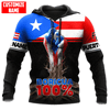 FUNSTUFFPRINT Personalized Puerto Rico Boricua  3D Baseball Jacket Hoodie and Zip Hoodie