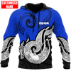 FUNSTUFFPRINT Personalized New Zealand Aotearoa Fish Hook Blue 3D Baseball Jacket Hoodie and Zip Hoodie