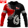 FUNSTUFFPRINT Personalized New Zealand Aotearoa Fishing Hook Manaia   3D Hoodie and Zip Hoodie