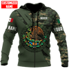 FUNSTUFFPRINT  Customized Name Mexico Army D New All Over Printed  3D Hoodie and Zip Hoodie