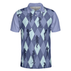 Vintage Blue Palatte Girl Golf Polo Shirt, Argyle Pattern Girl Golfer Silhouette Polo Shirt, Fun Golf Shirt - Perfect Gift For Men