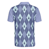 Vintage Blue Palatte Girl Golf Polo Shirt, Argyle Pattern Girl Golfer Silhouette Polo Shirt, Fun Golf Shirt - Perfect Gift For Men