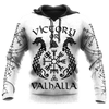 FUNSTUFFPRINT Viking Victory or Valhalla Tatoo White   3D Hoodie and Zip Hoodie
