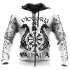 FUNSTUFFPRINT Viking Victory or Valhalla Tatoo White   3D Hoodie and Zip Hoodie