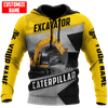 FUNSTUFFPRINT Personalized Excavator  3D Hoodie and Zip Hoodie