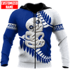 FUNSTUFFPRINT New Zealand Aotearoa Tiki Blue  3D Hoodie and Zip Hoodie