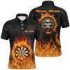 Custom Fire Flame Skull Darts Mens Polo Shirt Custom Scary Darts Shirt For Men Cool Dart Jerseys