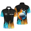 Custom Fire and water golf ball black Mens golf polo shirts custom golf apparel for men, golfing gifts