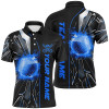 Custom Black and Blue fire golf ball broken glass custom Mens golf polo shirts, golf gifts for men