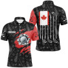 Custom Retro Canada Flag Crack Golf Balls Custom Men Golf Polo Shirts, Patriotic Golf Shirts For Men