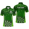 Custom 3D Green Clovers St Patrick Day Mens Darts Polo Shirt Personalized Dart Jersey For Men