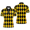 Custom Mens golf polo shirts custom yellow and black argyle plaid pattern golf attire for men