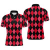 Custom Mens golf polo shirts custom red and black argyle plaid pattern golf attire for men