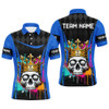 Custom Black argyle pattern colorful Skull Men golf polo shirts custom mens golf tops | Blue