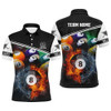 Custom Billiard 8 Ball In Fire And Water 3D Black Polo Shirts For Men, Gifts For Billiard Player