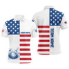 Personalized American Flag Billiard Polo Shirts Custom Name Patriotic Pool Player Shirts For Men