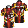 Custom Black Men Bowling Polo Shirt Custom red lightning team Mens Bowlers Jerseys bowling outfits