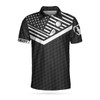 Custom Golf Ball And Golf Club Custom Polo Shirt, Personalized Black American Flag Polo Shirt, Best Golf Shirt For Men