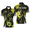 Custom Funny Yellow Death Skeleton With Billiard 8 Ball & 9 Ball Men Polo Shirts Custom Billiard Team Jersey