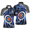 Custom Blue Archery 3d Target Thunder Lightning Personalized Men Polo Shirts, Team League Archery Shirts
