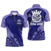 Personalized Navy Purple Mens Darts Polo Shirt Custom Cool Dart Shirt For Men Darts Jersey