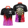 Custom 3D Red And Pink Fire Dartboard Men Darts Polo Shirts Custom Dart Shirts For Team Dart Jerseys