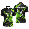 Custom Black and green Men Bowling Polo Shirt custom Bowling Ball Pins flame bowling jerseys for Bowler