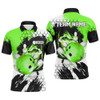Custom Green Flame bowling ball and pins jerseys Custom Team League Bowling Polo Shirts For Men