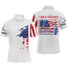 Custom I Am A Veteran American Flag Patriotic Mens Golf Polo Shirt White Golf Shirts For Men Golf Gifts