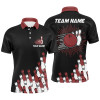 Custom Black retro bowling team shirt custom Men Bowling Polo Shirt, bowling gifts for him | Red