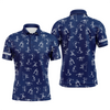 Custom Men golf polo upf shirts custom name funny golf pattern blue navy polo shirt best mens golf wear