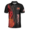 Cricket Flame Short Sleeve Black Polo Shirt For Golf, American Flag Polo Shirt, Best Cricket Shirt For Men, Best Gift For American Golfers