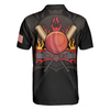 Cricket Flame Short Sleeve Black Polo Shirt For Golf, American Flag Polo Shirt, Best Cricket Shirt For Men, Best Gift For American Golfers
