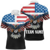Custom American Flag Eagle Billiard Customized Polo Shirts For Men, Patriotic Gifts For Pool Player